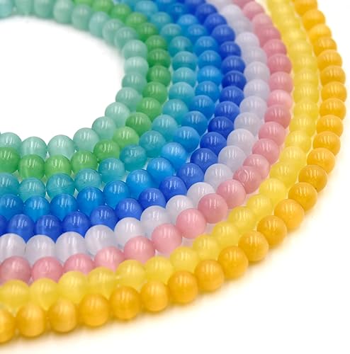 Miniatura 2 de Cuentas de piedra lunar de ojo de gato - Azul aguamarina  0.315 in Aqua Blue 0.315 in