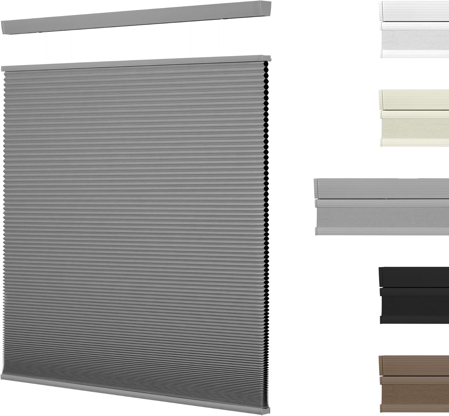Boolegon Top Down and Bottom Up Blackout Cellular Shades Cordless Honeycomb Blinds for Windows Custom Size, Light Gray, Any Size