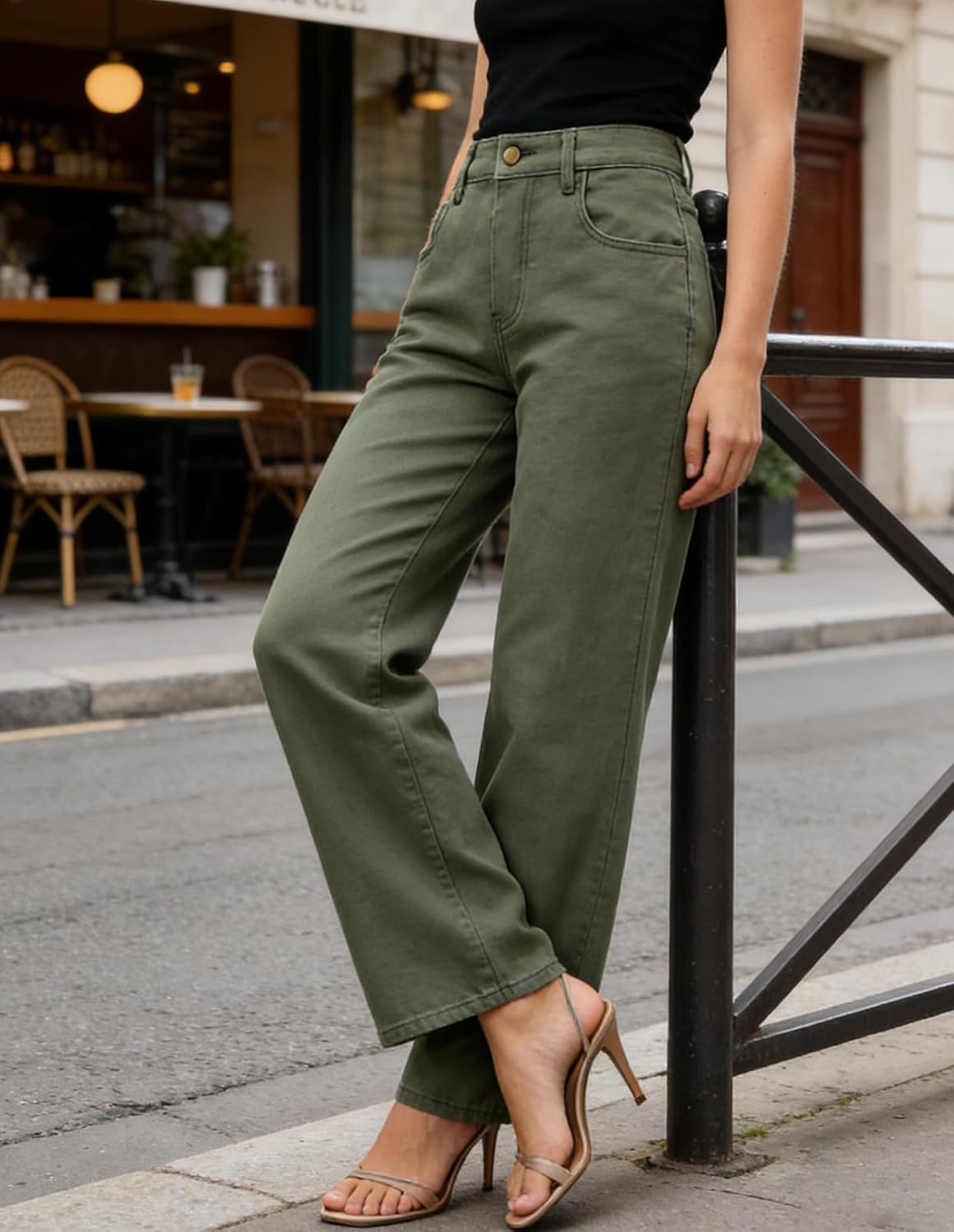 Belle Poque Women Straight Leg Jeans Stretchy Mid Rise Jeans with Pockets - Image 2