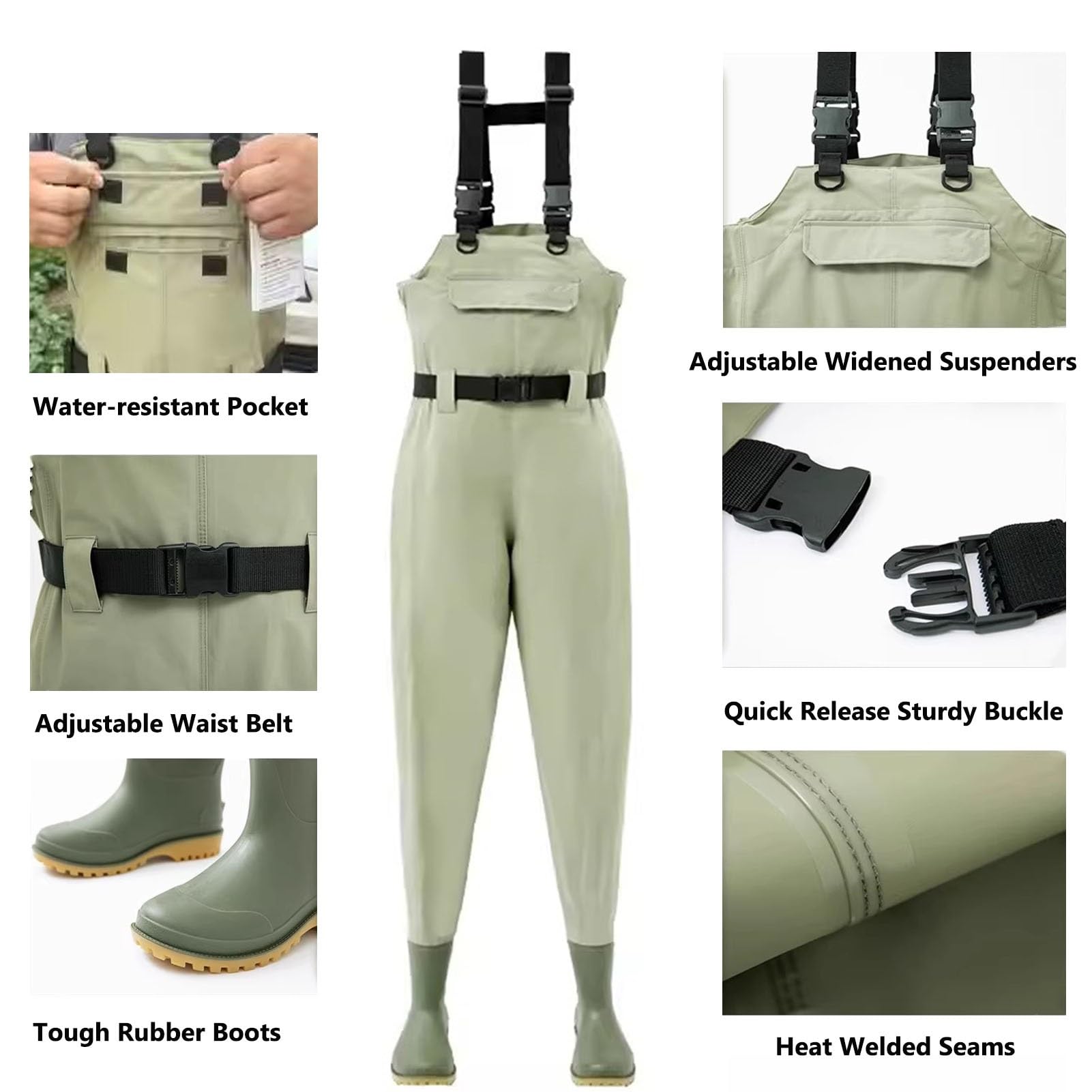 Wodery wędkarskie | , Wodery wędkarskie, Wodery wędkarskie muchowe Bootfoot PVC Nylon Wielokolorowe Wiele rozmiarów (zielony, 5)