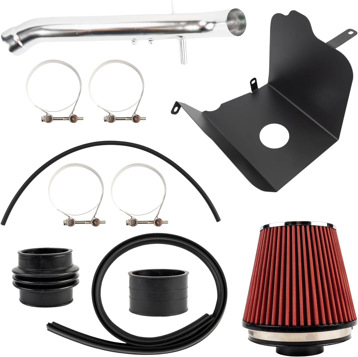 PHILTOP 2.75" Cold Air Intake Kit System + Heat Shield Compatible with Toyota for 2005-2023 Tacoma 2.7L, High Performance, Red