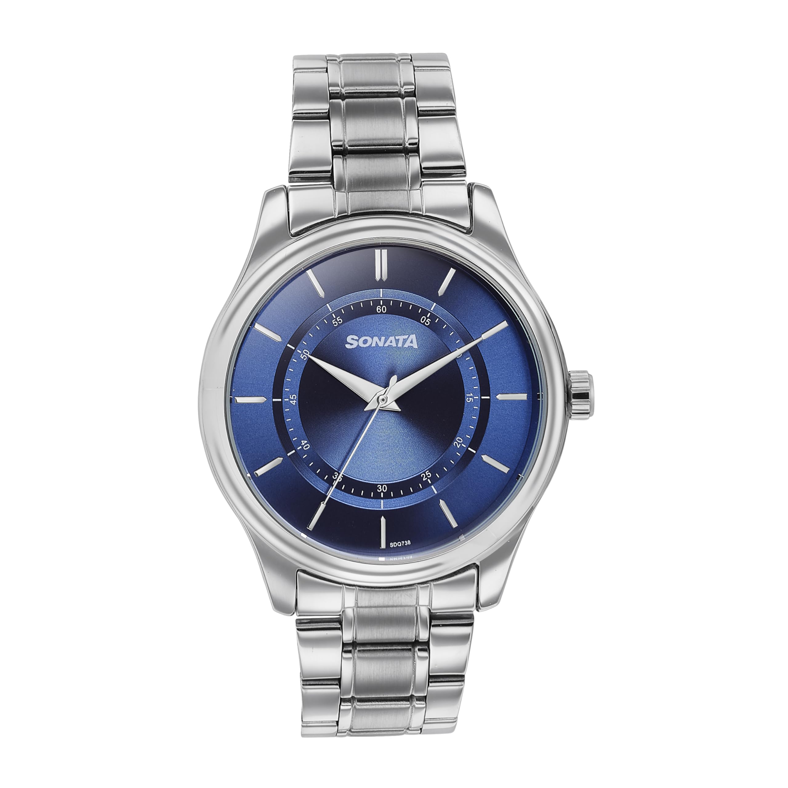 sonata Quartz Analog Blue Dial Silver Stainless Steel Strap Watch for Men-picture-19