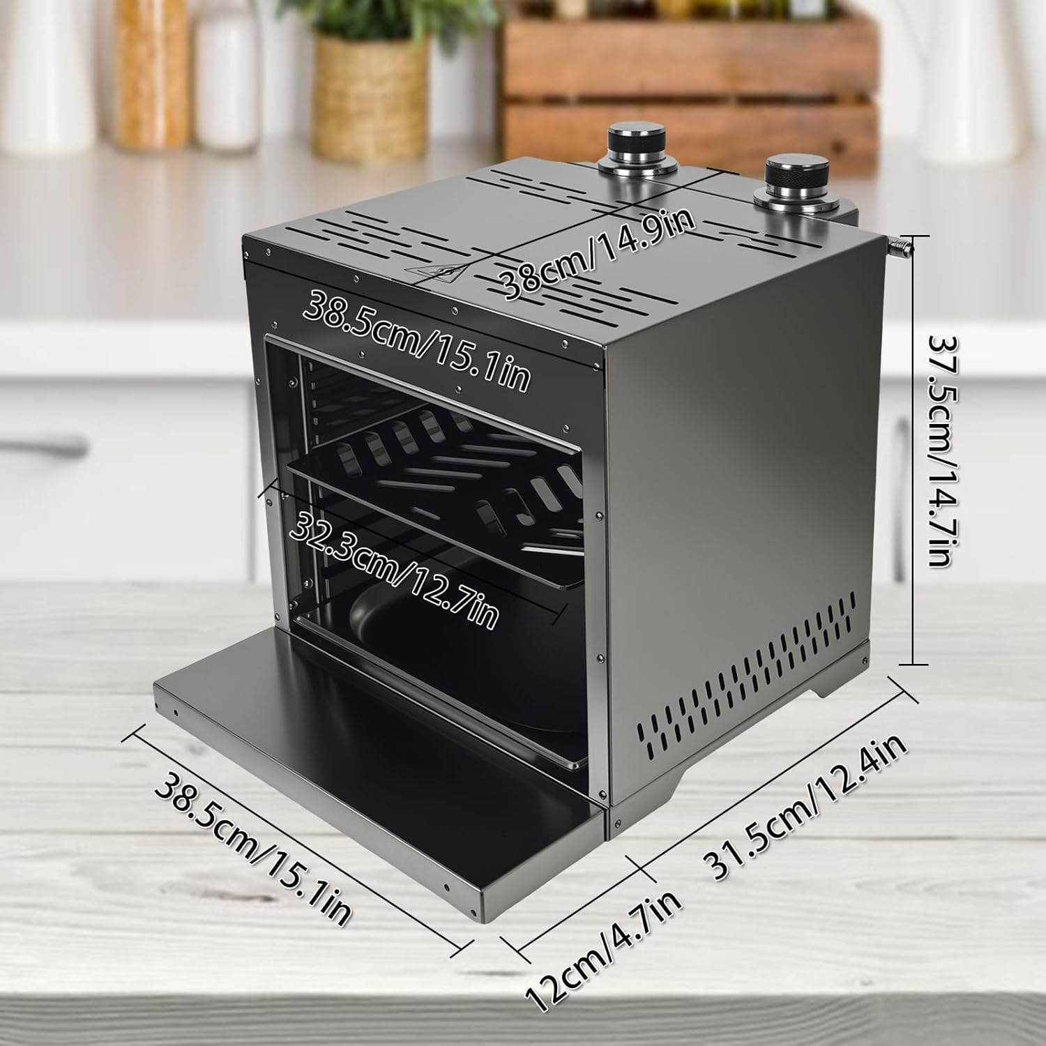 Steak Broiler Portable Infrared Broiler Propane Gas Grill, Maximum 1600°F/870℃, Sear Station steak cooker grill outdoor BBQ with Pizza Stone, Stainless Steel