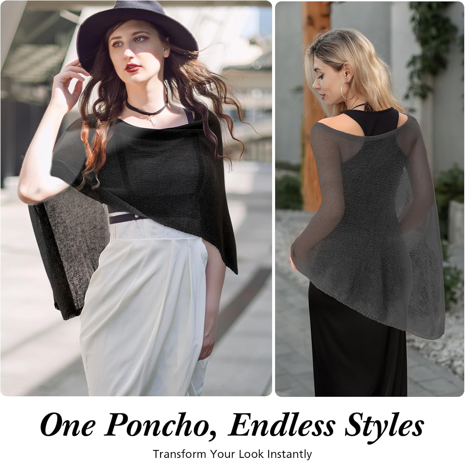 Women Sheer Poncho Shrug Summer Sheer Blouse Top Lightweight Poncho Bolero for Evening Dress