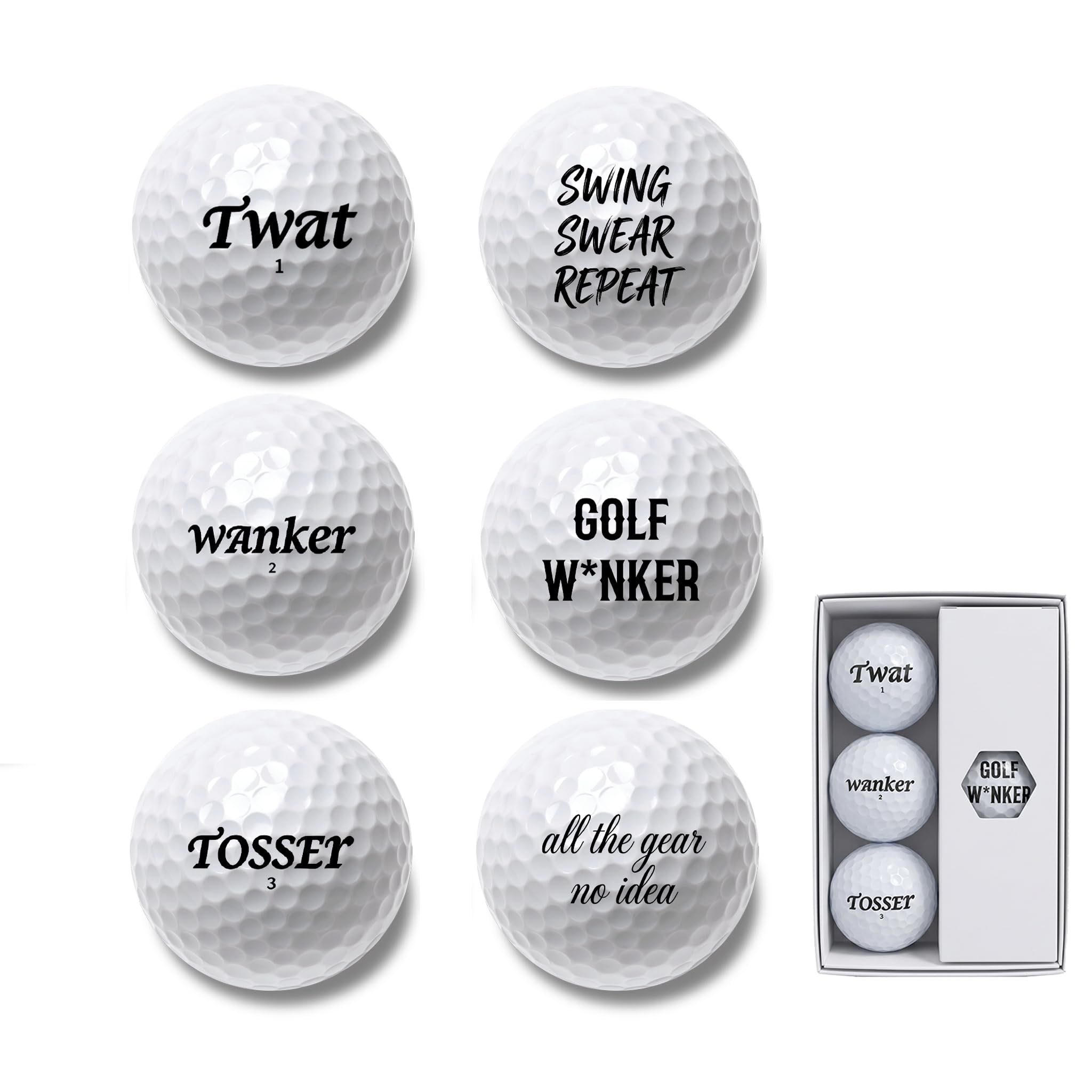 Funny Fathers Day Golf Gifts, 6PCS Novelty Golf Balls Gifts for Men Dad Golfers Golf Lovers, Rude Personalised Golf Balls, Joke Golf Presents for Birthday Christmas Anniversary, Fun Gag Golf Fractice