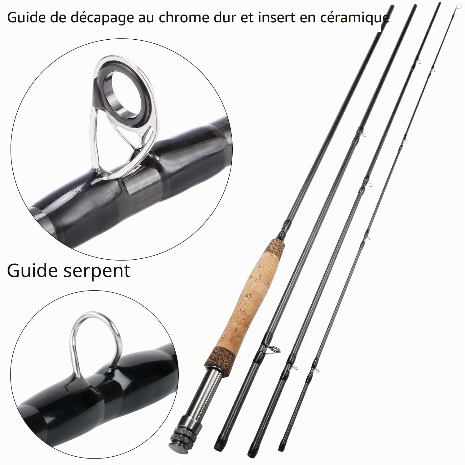 Sougayilang Lot de 4 cannes à pêche à la mouche, légères, ultra portables, pour truite, saumon, tenue de soleil, voyage, pêche