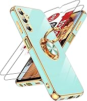Vista 54 de LeYi para Funda de Teléfono Samsung Galaxy A13-5G: Protector de Pantalla de Vidrio Templado, Soporte Magnético Giratório de Anillo 360°, Borde Negro
