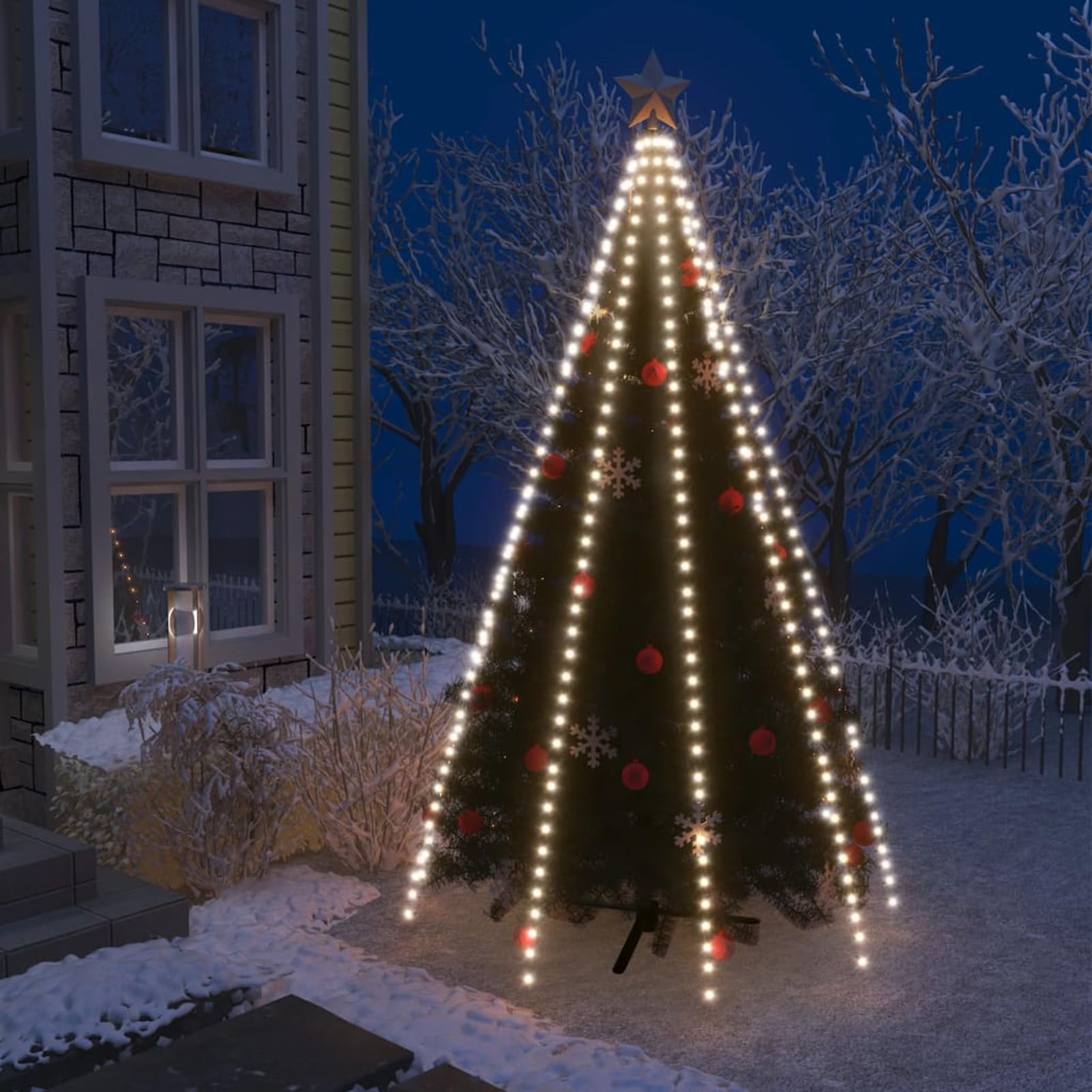 Gecheer Deckenleuchte für Wohnzimmer, Stehleuchte, Wohnzimmer, Lichterkette, Weihnachtsbaum, 400 LEDs, Kaltweiß, 400 cm