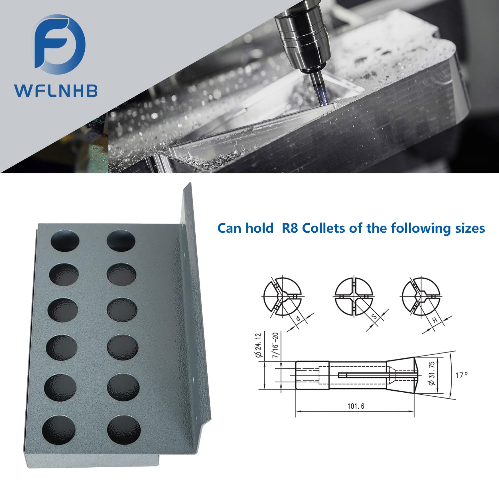 WFLNHB R8 Collet Rack With 12 Holes R8 Collet Holder — Amazon image 6