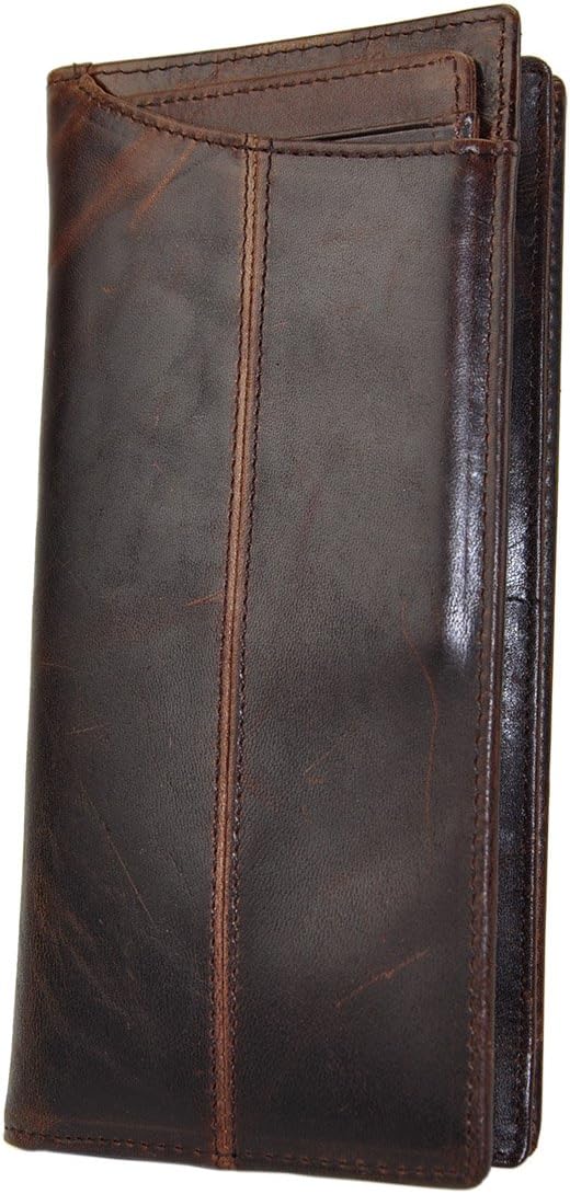 Le'aokuu Mens Genuine Leather Bifold Wallet Organizer Checkbook Card Case(0 1019 A Coffee)