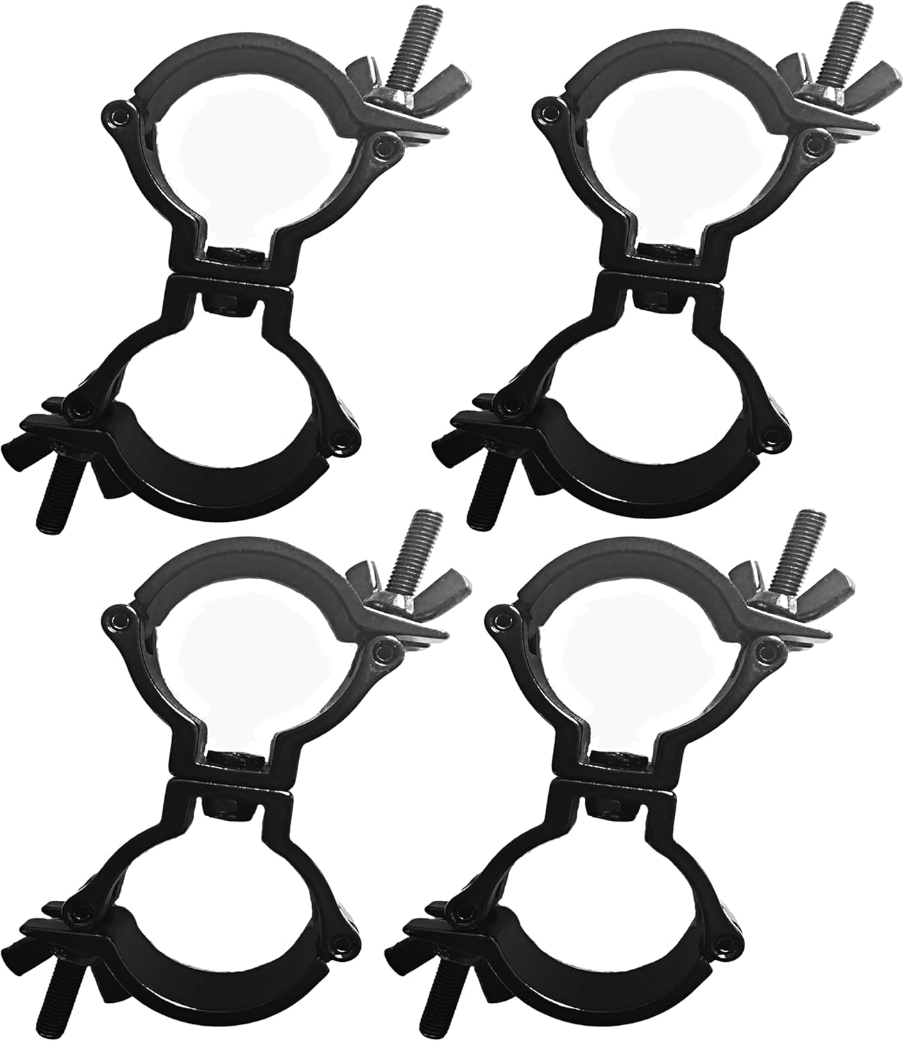 Stage Lights Truss Swivel Coupler Clamp Fit Pipe 1.88-2inch (48-51mm) ， Heavy Duty Aluminum Alloy Truss DJ Stage Light O Clamps for 220lb (4pcs:black)