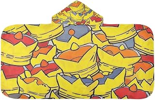 voucong Toalla de playa para niños, diseño de corona de dibujos animados, color amarillo, con capucha, tuallas suaves para nino