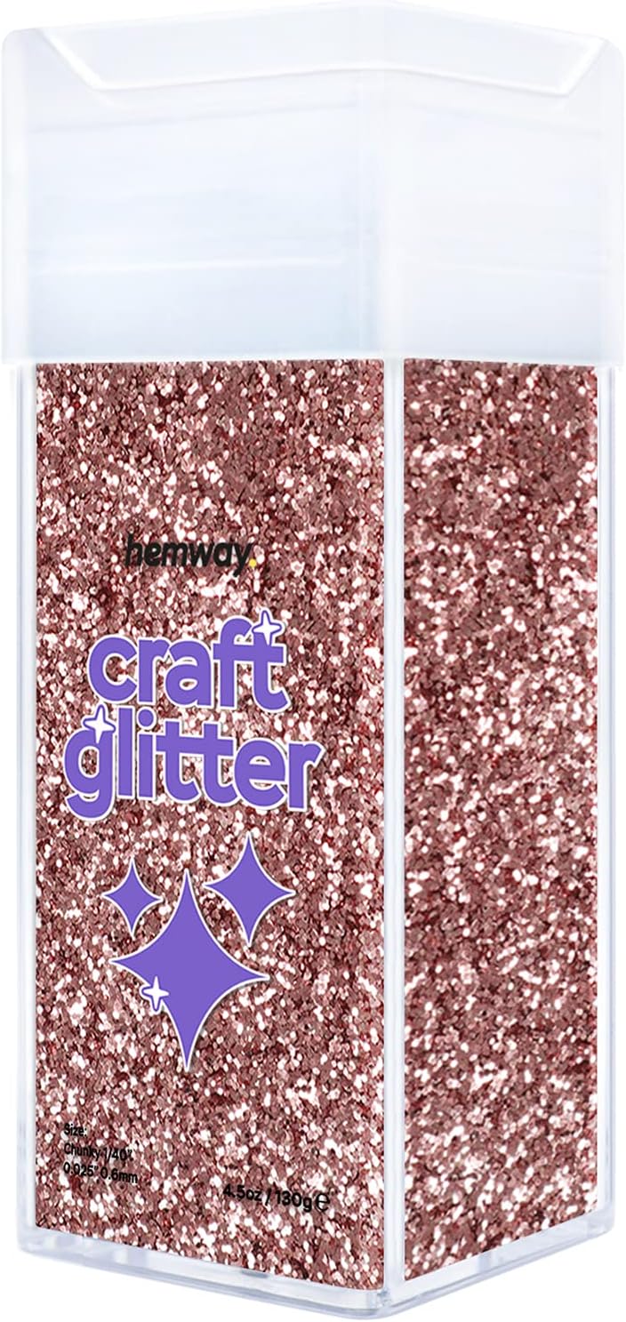 Hemway Glitter Shaker Rose Gold 110g Chunky, Craft Glitter Shaker for Resin & Epoxy Crafts, Christmas Art Supplies, Nail