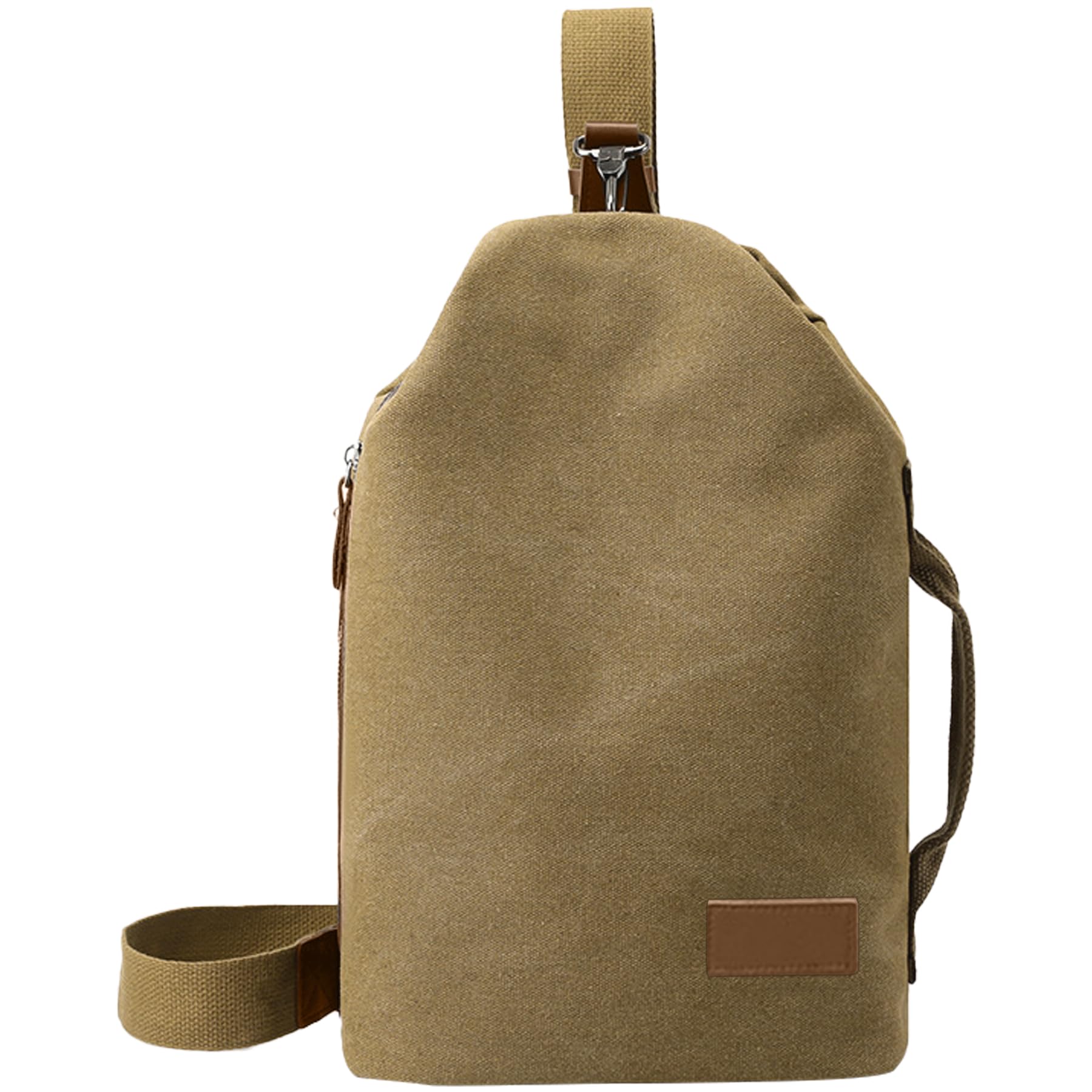 Sling Bag, Thick Canvas Crossbody Backpack Bag, Casual Daypack Khaki One Size