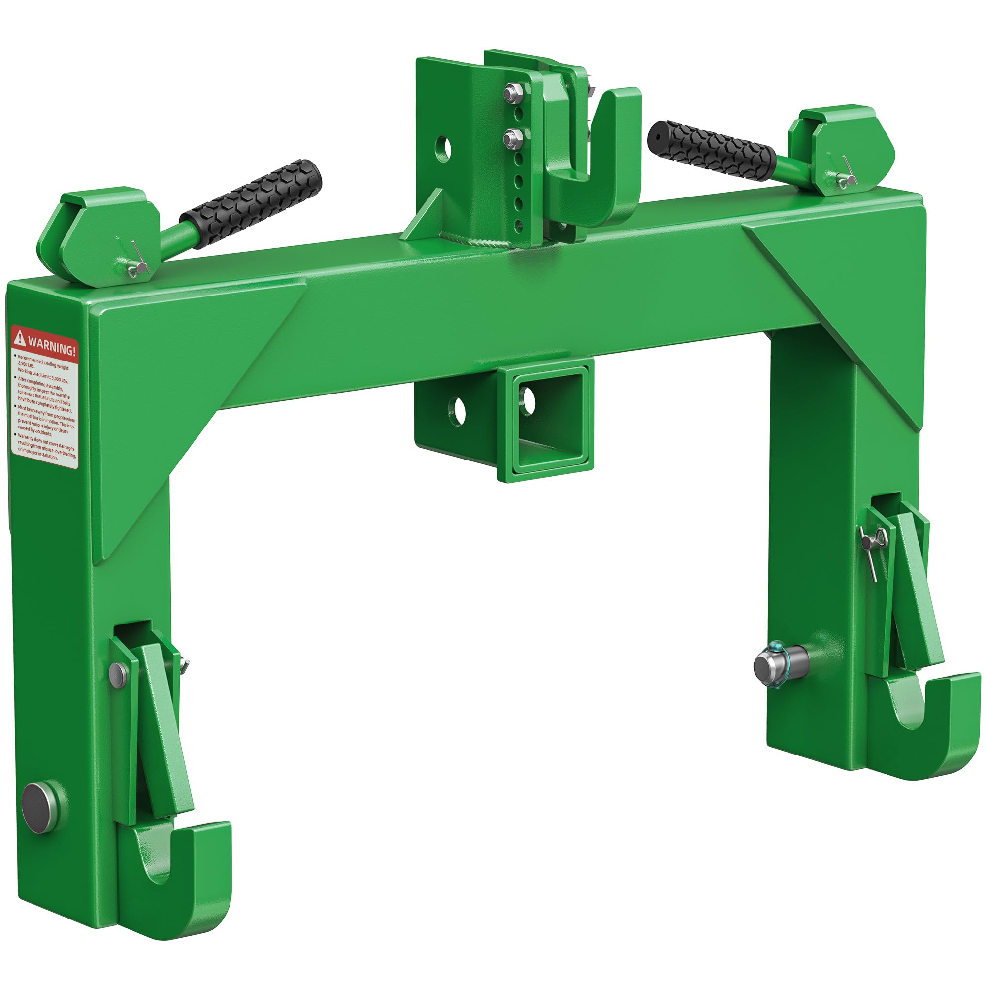 YITAMOTOR 3 Point Quick Hitch for Category 1 Tractor, 3000 lbs 3-Pt Attachment with 2" Receiver Trailer Hitch Adaptation with 5 Level Adjustable Bolt | 3-Pt Trailer Hitch Attachment with 5 Level Adjustable Bolt, 3000 LBS Capacity, Heavy Duty Steel, Green Powder-Coat Finish