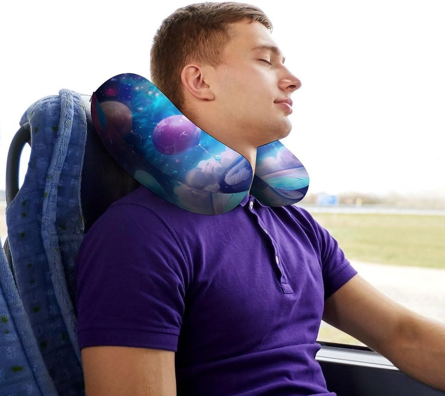 Outers-Spacees Liones Travel Pillow U Shape Neck Pillow Washable Pillowcase for Sleeping Chair