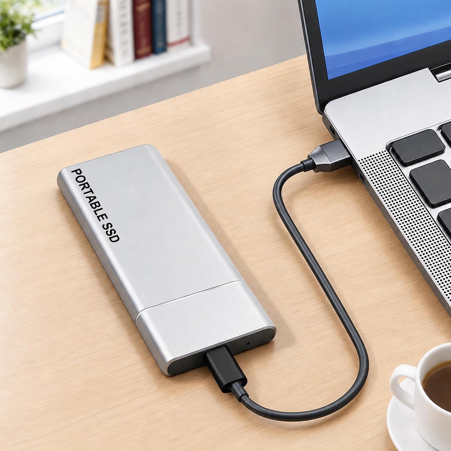 Portable External SSD, 4TB High-Speed USB-C Solid State Drive with USB 3.0 Interface, Metal Housing Durable Storage for Mac, Windows, Gaming, Data Transfer Use, Silver