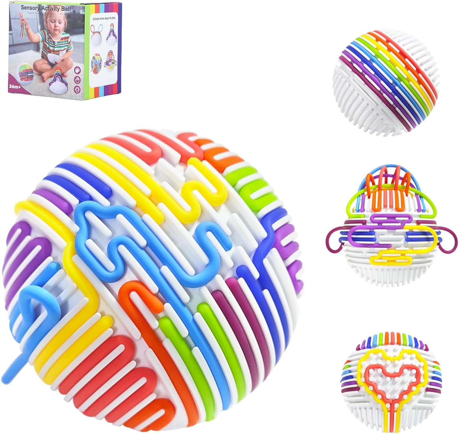 PandaEar Sensory Fidget Ball Toy, DIY Travel Activity Toy with 16 Strings for Kids with Autism, Anxiety, Calming Sensory Game for Boys & Girls