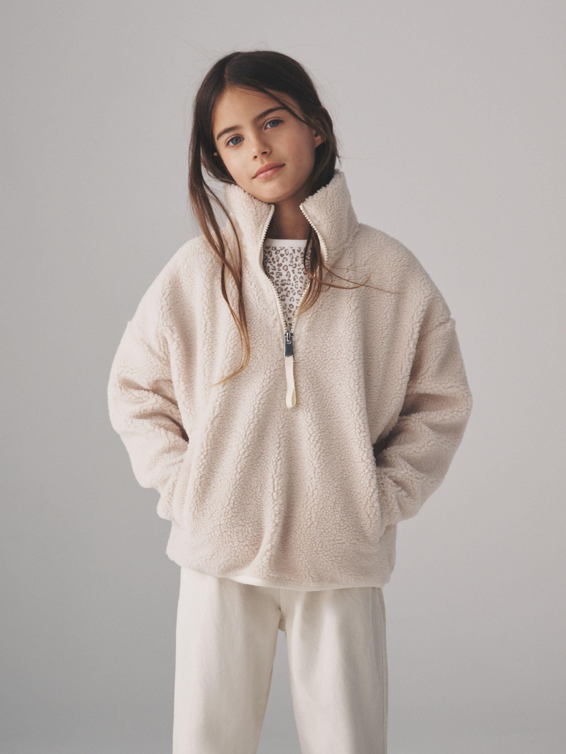 THE SET Mädchen t Fleecepullover mit viertellangem Reißverschluss, 2er-Pack 98-158