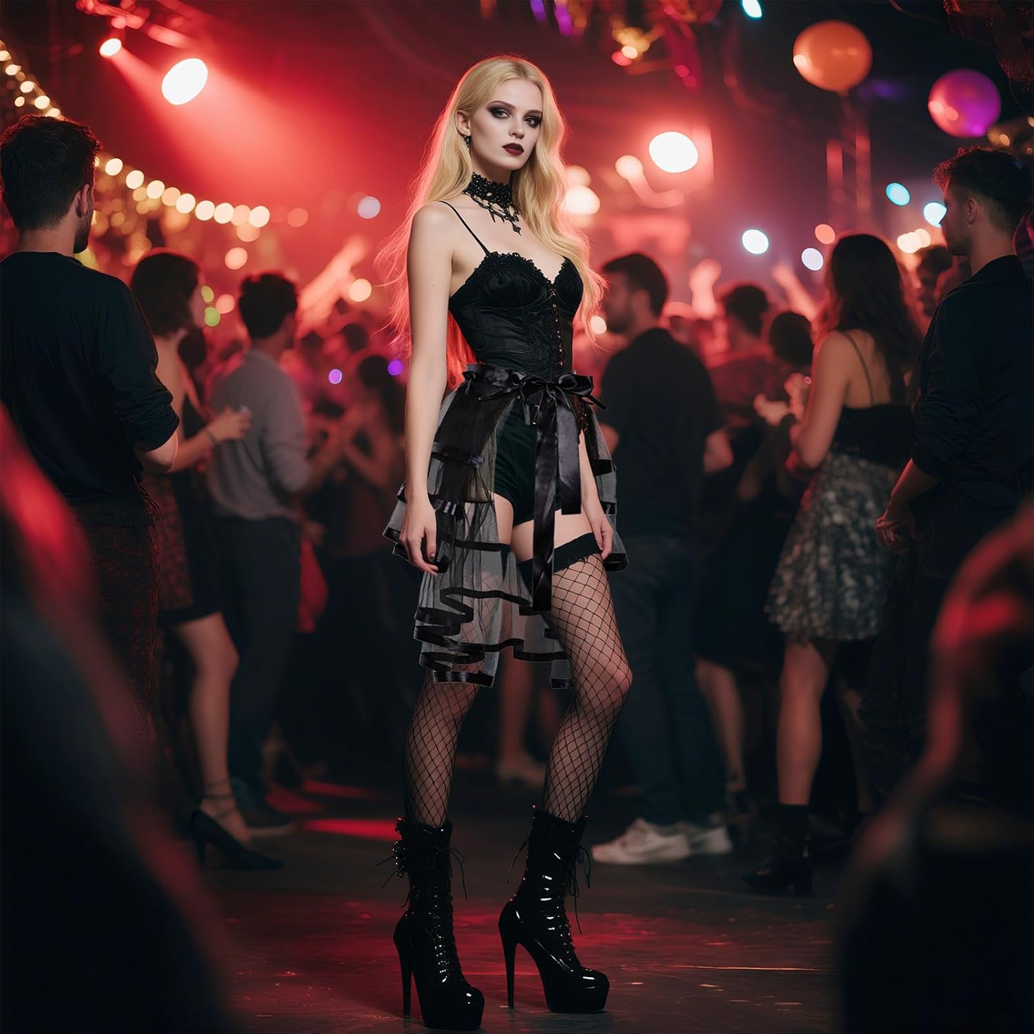 Victorian Steampunk Bustle Skirt Layered Tie on Belt Tulle Tutu Overskirt for Women - Image 6