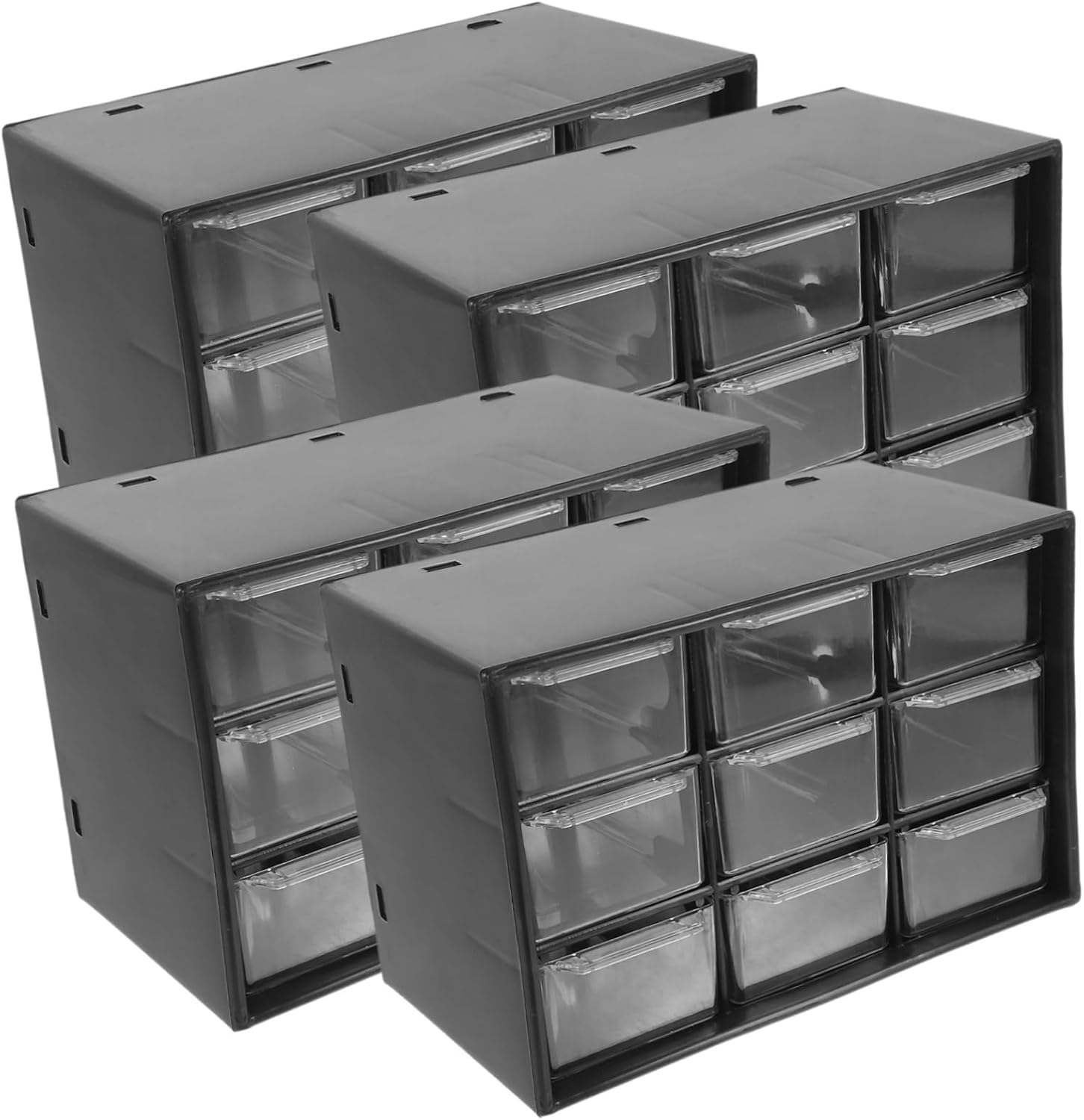 Uonlytech 4pcs Transparent Plastic Storage Organizers Drawers for Craft Jewelry Cosmetics and Items Stackable Design for Organization