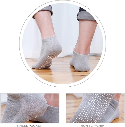 Miniatura 5 de DOOVID Calcetines antideslizantes de agarre para mujeres y hombres, calcetines tobilleros de algodón, calcetines de yoga, calcetines de pilates,