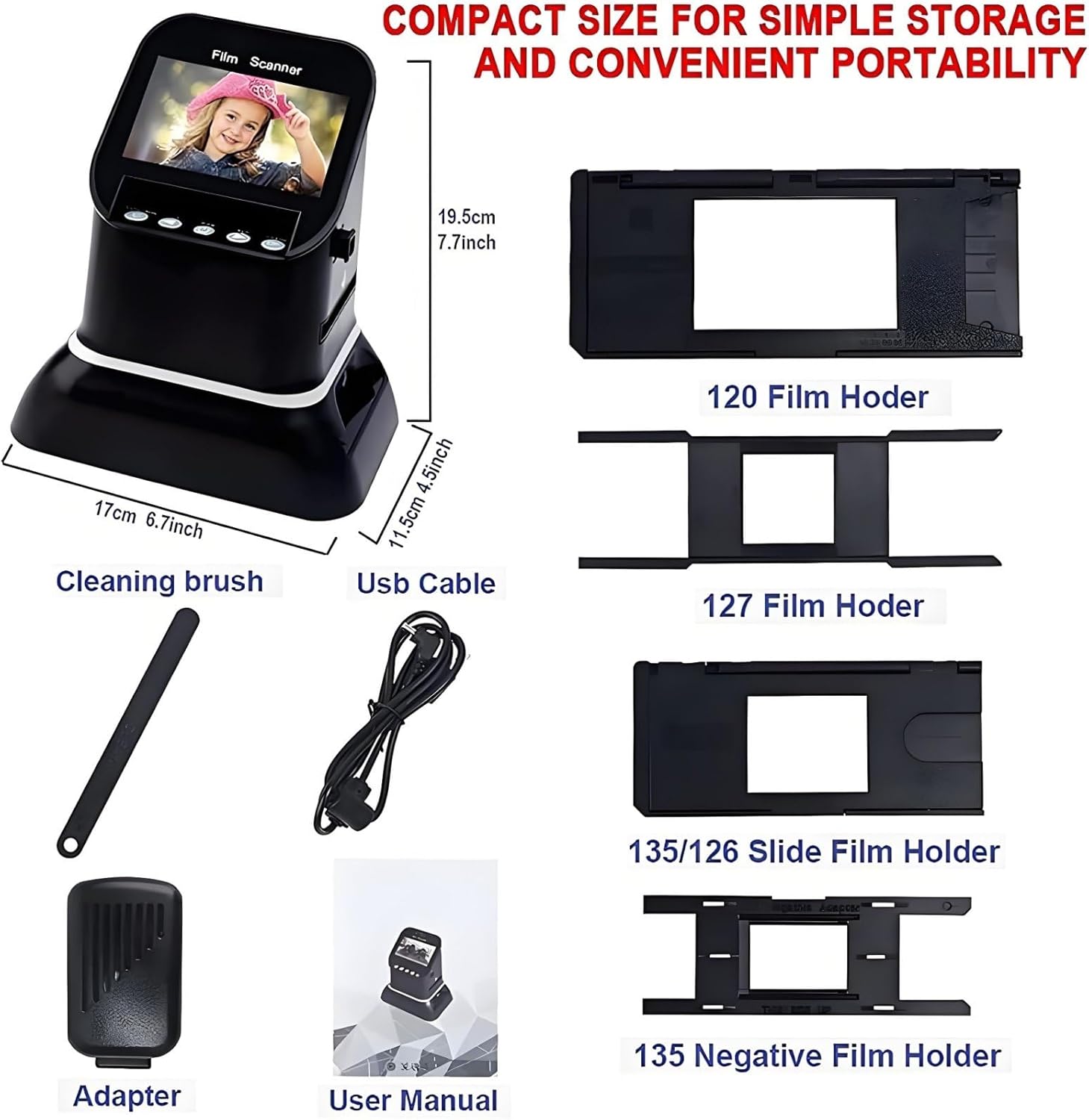 Professional 22MP Film Scanner,Film Scanner,120 126 127 135 Film Negative Scanner for 35mm & Medium Format 120 Film - with Large 4.3" LCD to Scan Negatives & Slides in High Resolution