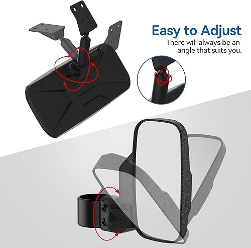 Miniatura 2 de UTV RZR - Juego de espejo retrovisor y espejos laterales con jaula de barra antivuelco de 1.75 a 2 pulgadas, espejos laterales traseros grandes