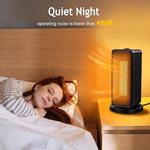 Miniatura 6 de Calentador de espacio pequeño, calentador oscilante de 70 para uso en interiores, calentador eléctrico de cerámica PTC mejorado de 1200 W,