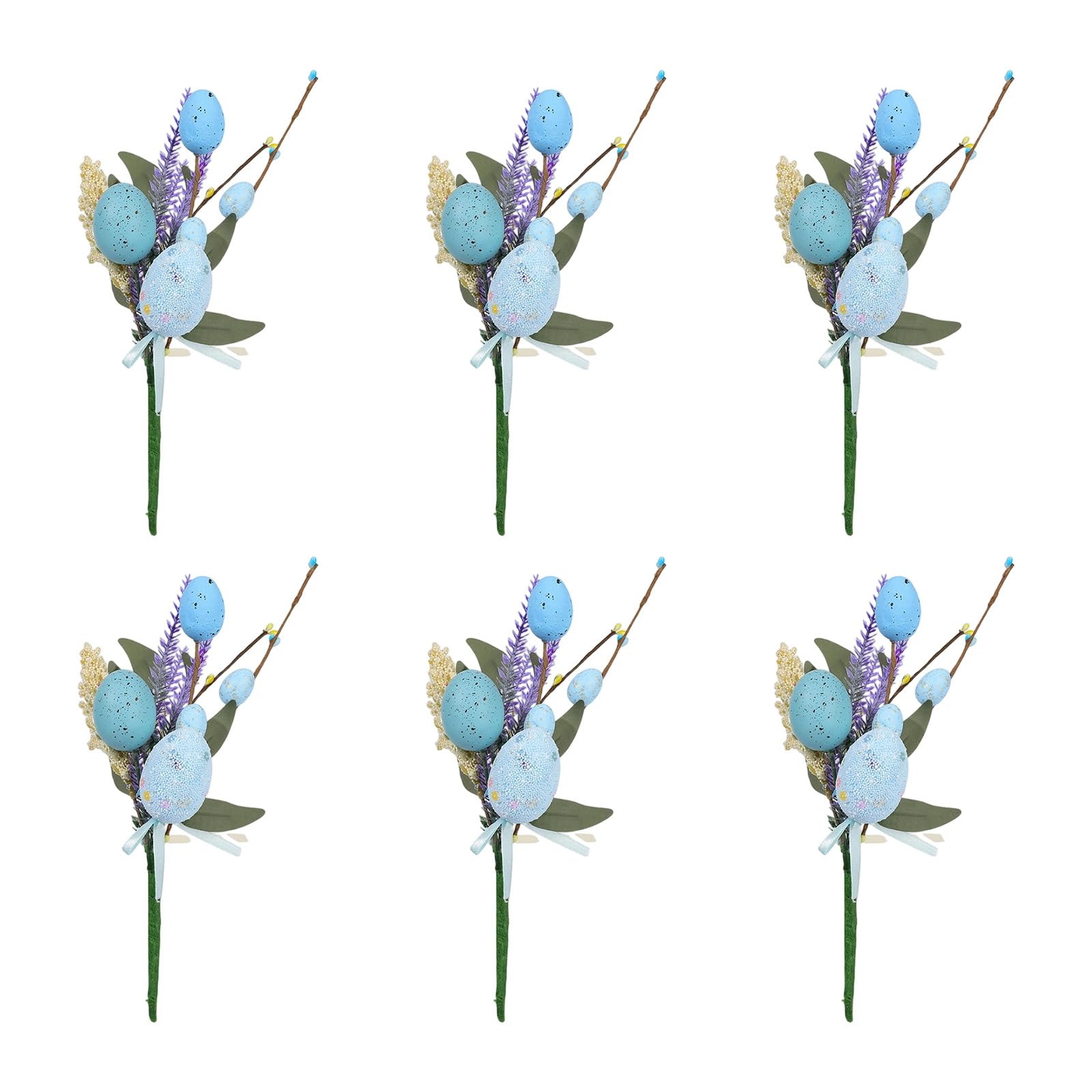 Snorvixre 6Pcs Easter Eggs Artificial Flower Bouquets for Mantels Tabletop Holiday Decoration Centerpieces Easter Party Supplies Decorations