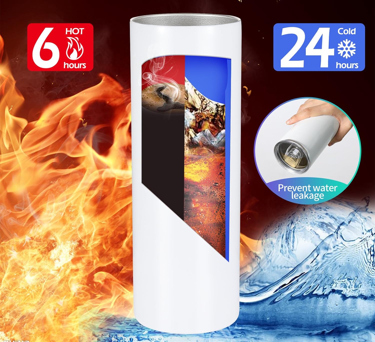 20 oz Sublimation Tumblers Blanks Skinny White, 50 Pack Stainless Steel Double Wall Insulated Straight Sublimation Cups with lid and strawfor Tumbler Heat Press Machine Sublimation Print