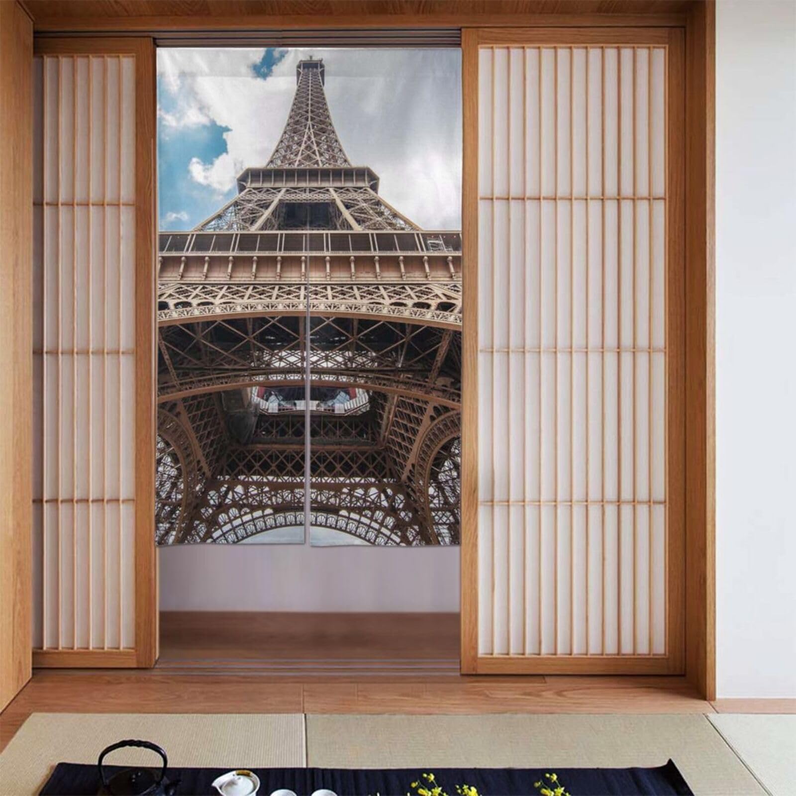 Rideau occultant pour porte 86,4 x 142,2 cm avec motif tapisserie Tour Eiffel