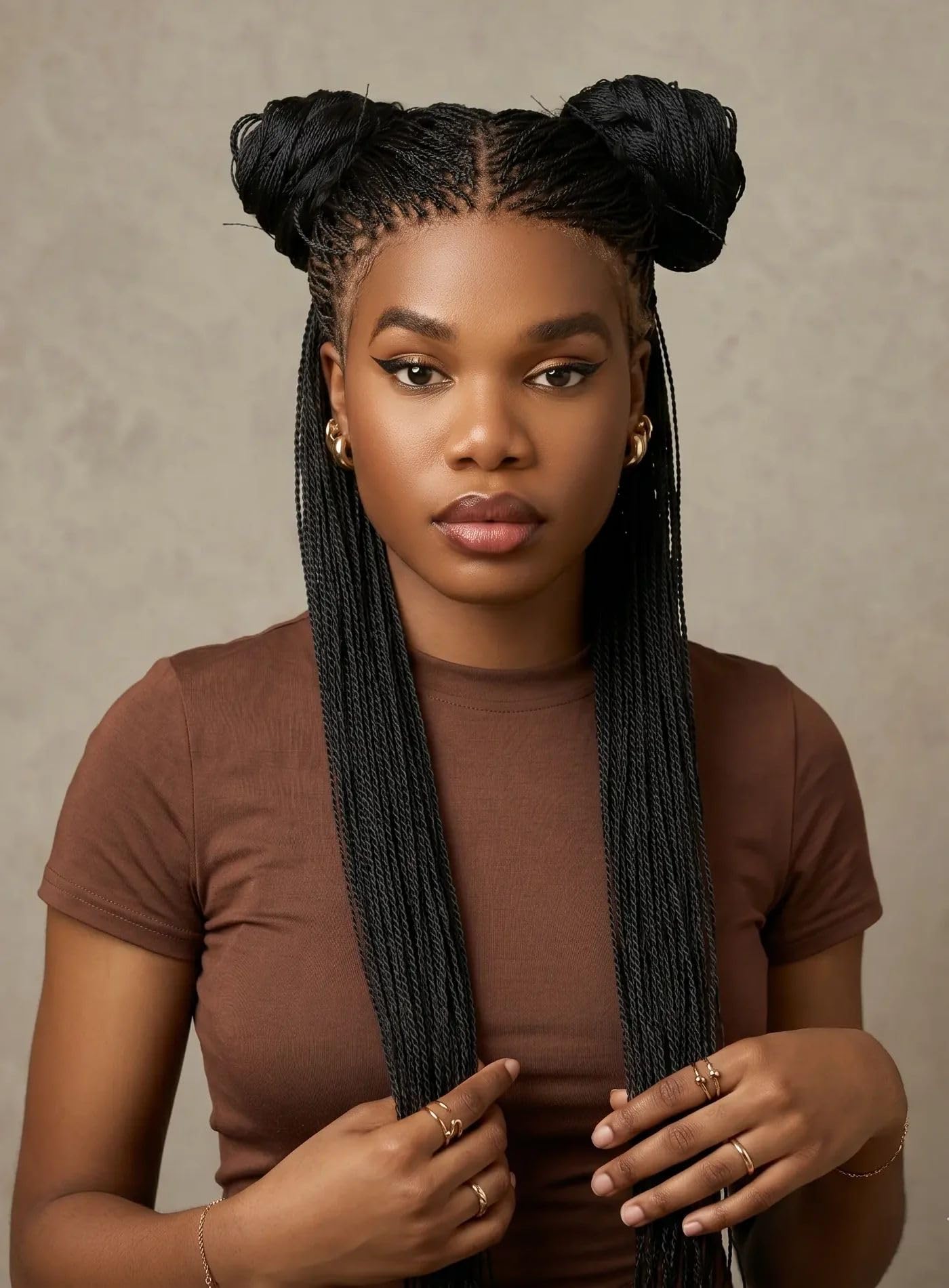 JALIZA 799 stands Full Lace Micro Million Twist Braided Wig for Black Women Black 26 Inch - 799 Strands