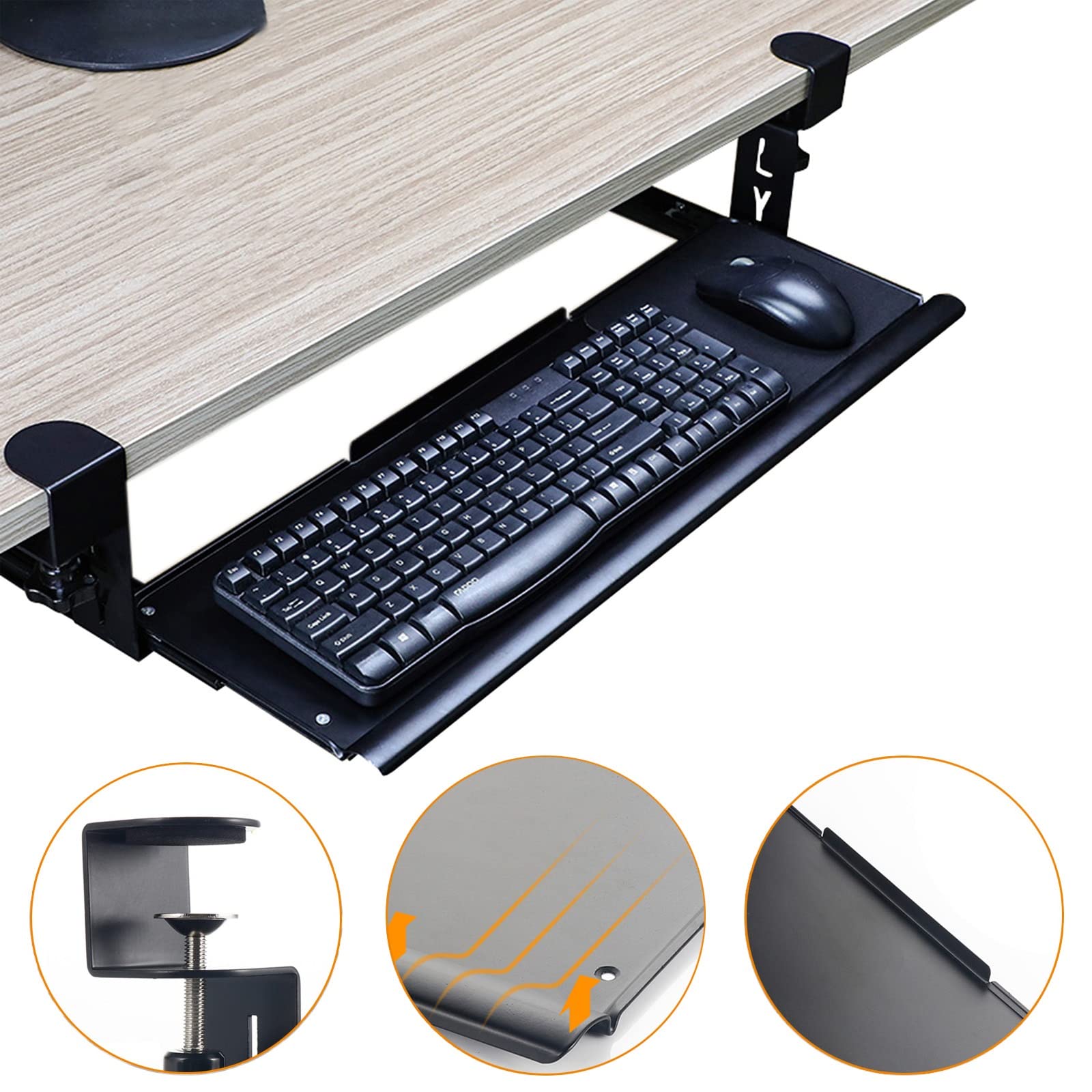 Verstellbare Schreibtisch-Handgelenkstütze und ausziehbare Tastaturablage, große Tastatur-Plattform, Tastaturablage mit verlängerter Handgelenkauflage für Komfort.