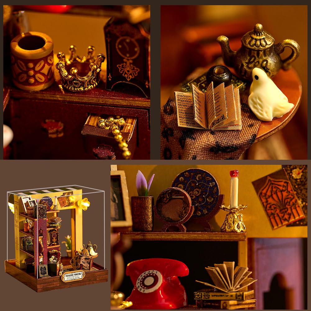 Zestaw do samodzielnego wykonania miniaturowego i meblowego domku dla lalek, mini 3D, drewniany domek dla lalek, model rzemieślniczy z pyłoszczelną osłoną i diodami LED, kreatywny pomysł na pokój na