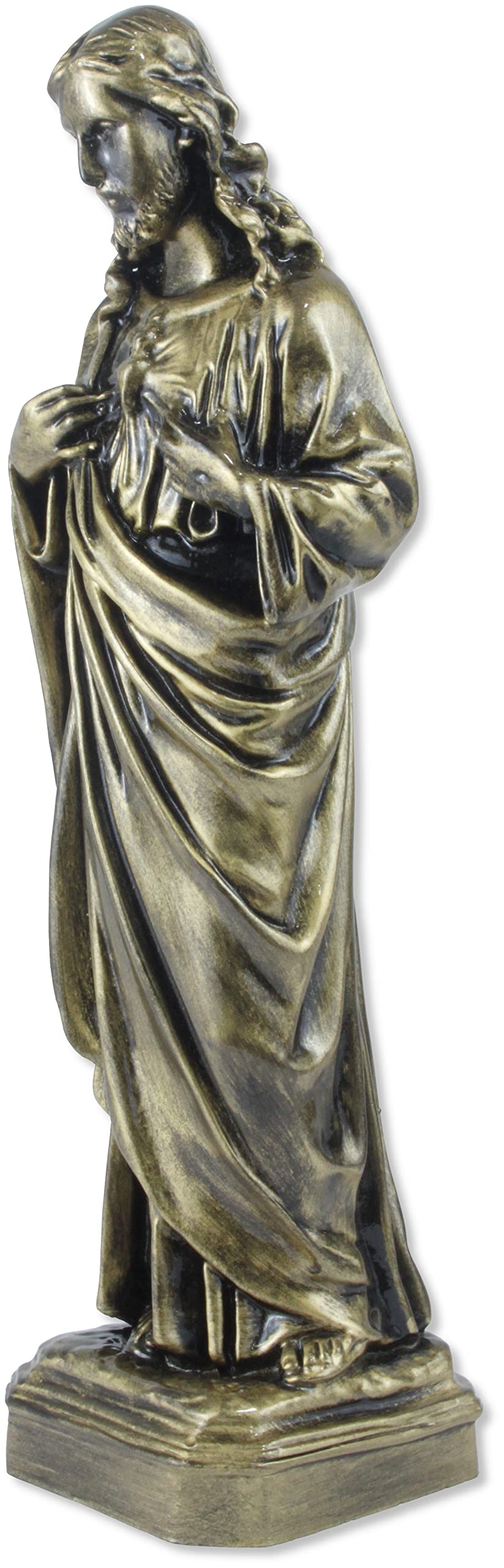 Proposte Religiose Statue des Heiligen Herzens Jesu aus Kunstharz, Farbe Bronze, 30 cm, hergestellt in Italien