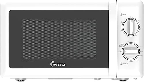 IMPECCA Horno de microondas para encimera Retro Diales mecánicos 5 modos temporizador descongelar 0.7 Cu 700 W 9.65 "plato giratorio fácil de limpiar