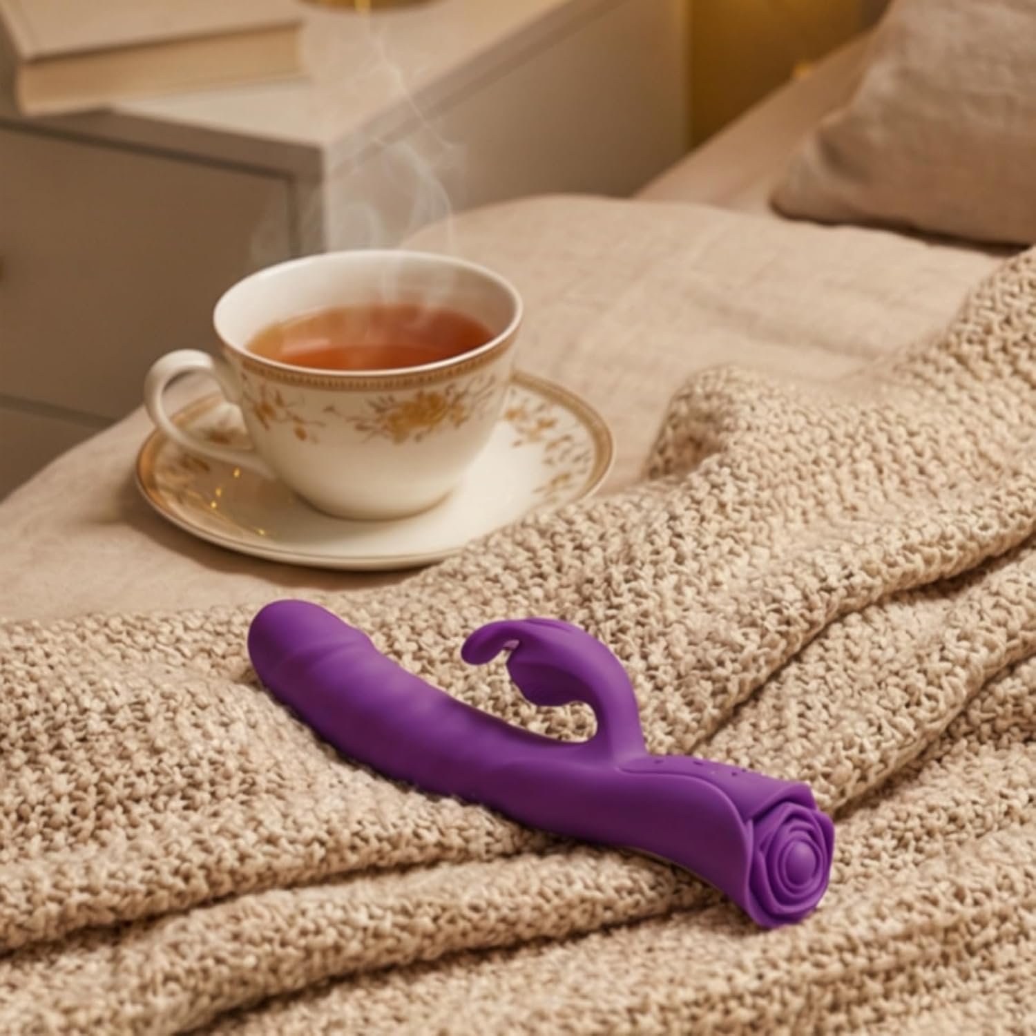 Rabbit Vibrator for Women, G Spot Dildo with App Control, 9 Thrusting & 9 Vibration Modes Adult Sex Toys, Type-C Silicone Clitoral Stimulator with Rose Base for Couples