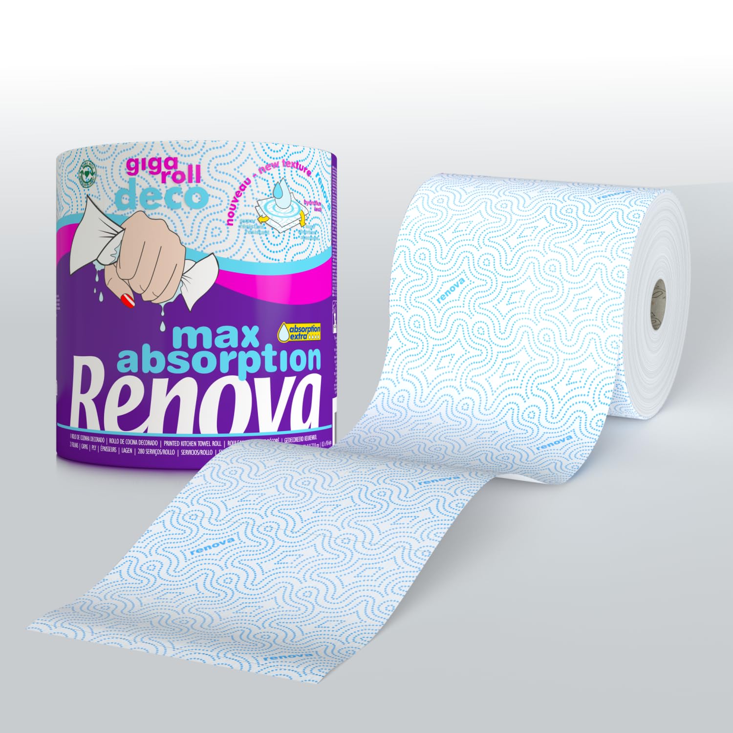 Renova Rollos de Cocina Gigarrollo Déco | 6 Gigarrollos de Cocina | Papel Blanco Decorado
