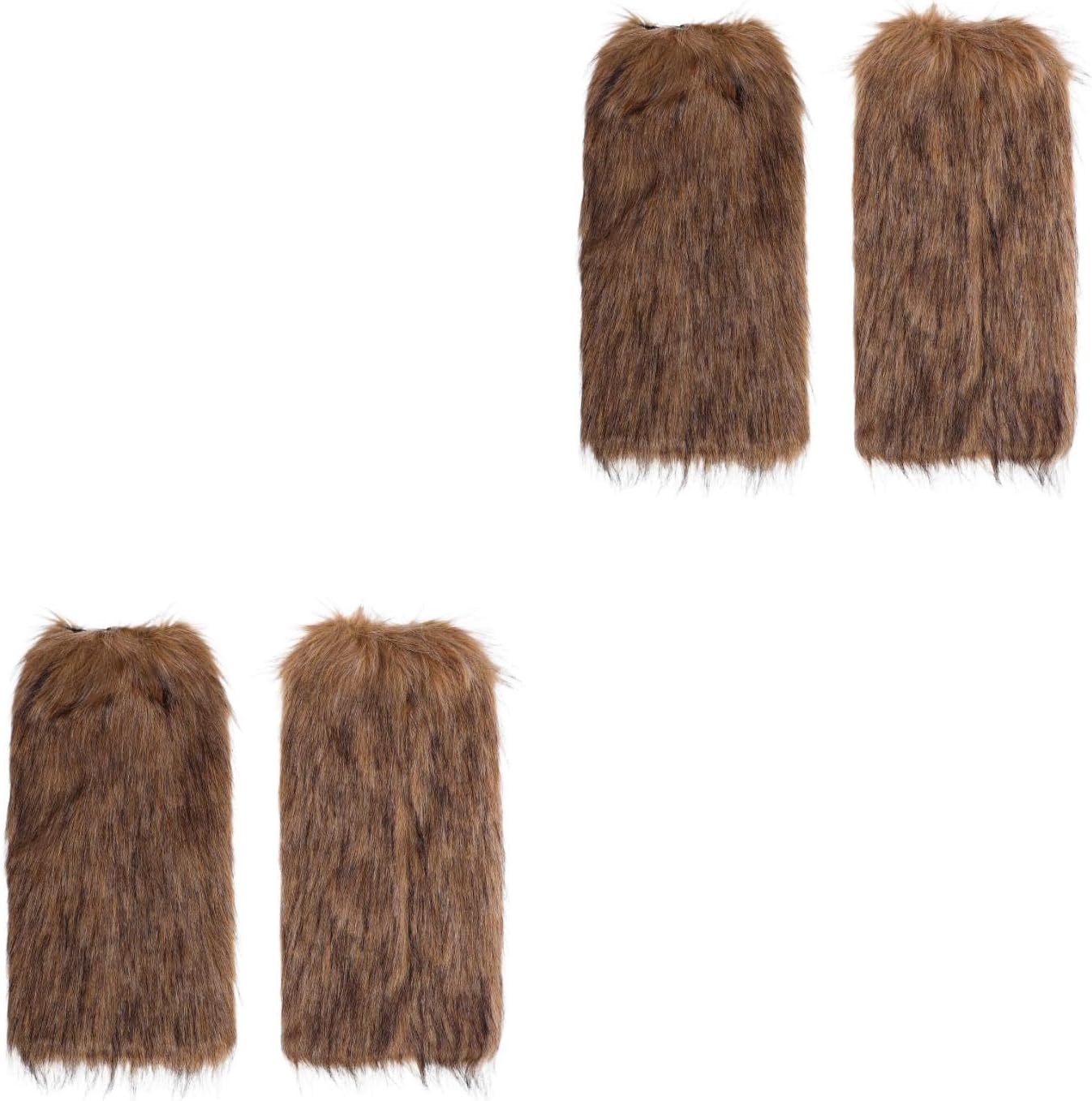 LUOZZY 2 Pairs Viking Faux Fur Leg Warmers Medieval Boot Covers for Cosplay Halloween Festival Costume Accessories Multi