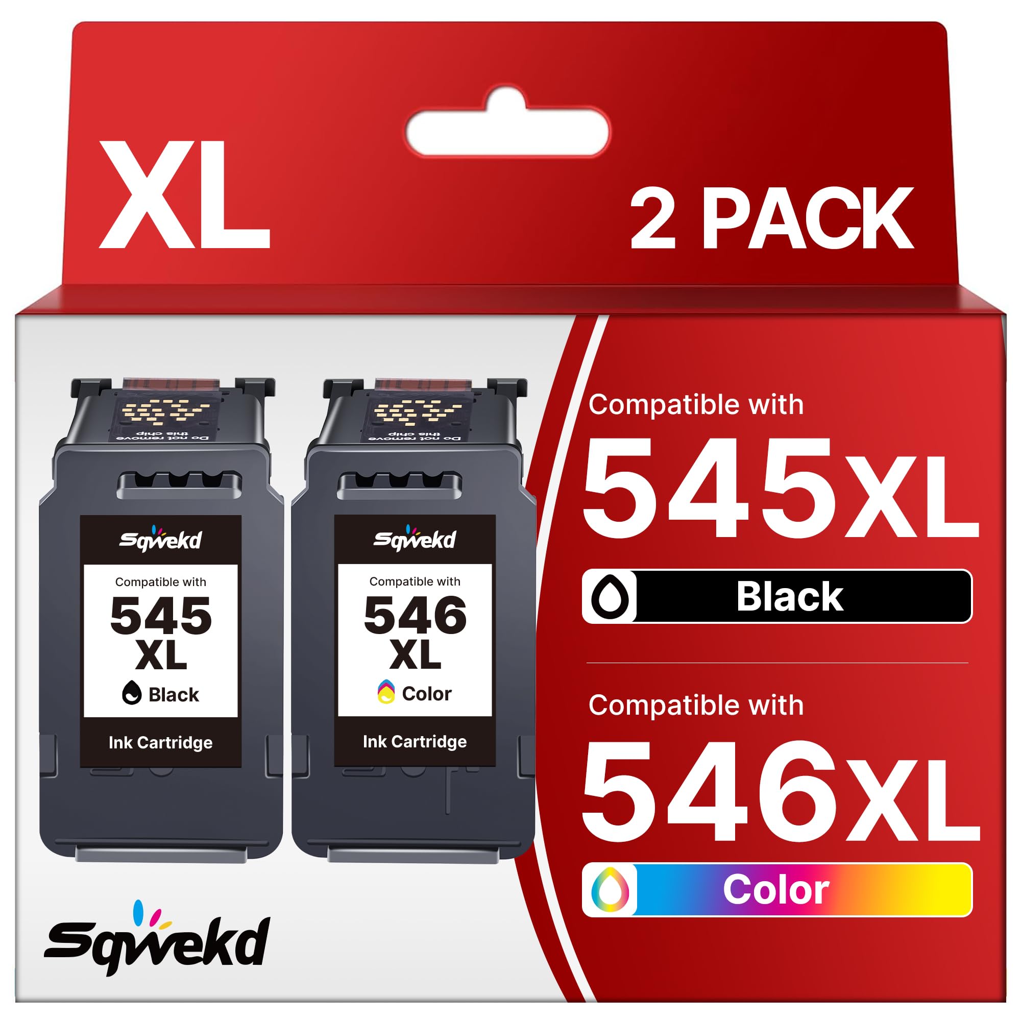 Sqwekd PG-545XL CL-546XL Cartucce d'inchiostro Sostituzione per Canon 545 546 XL per Pixma MG2550S MG2550 TR4550 TR4650 TS3150 MG2550S TS305 MG2950 TS3151 TS3350 MX495 (1 Nero, 1 Tri-Colore)