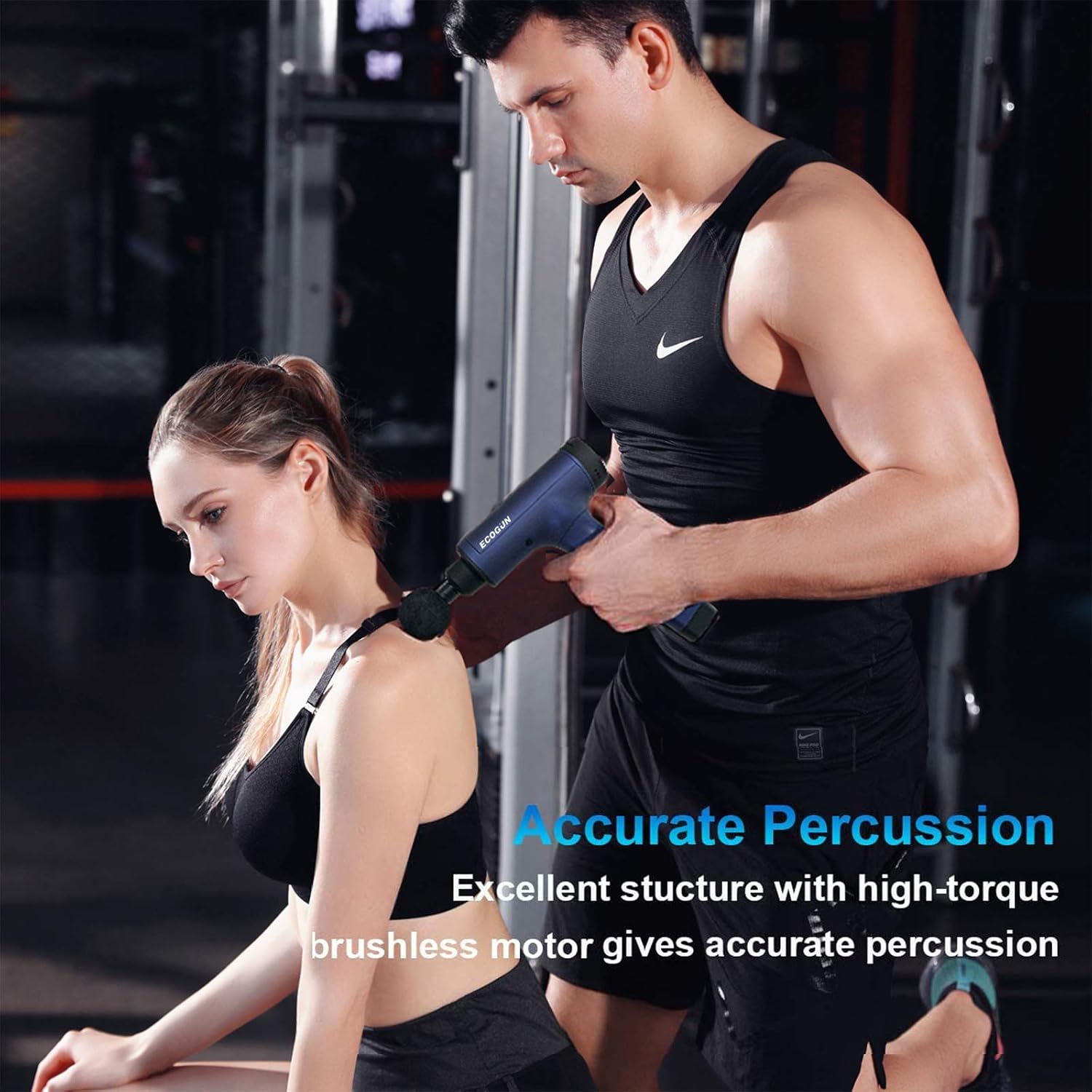 ECOGUN Muscle Massage Gun,1.5lb Lightweight -Hand Held Deep Tissue Muscle Massager, Neck Back Massager,Professional Personal Massage Device, Super Quiet Brushless Motor