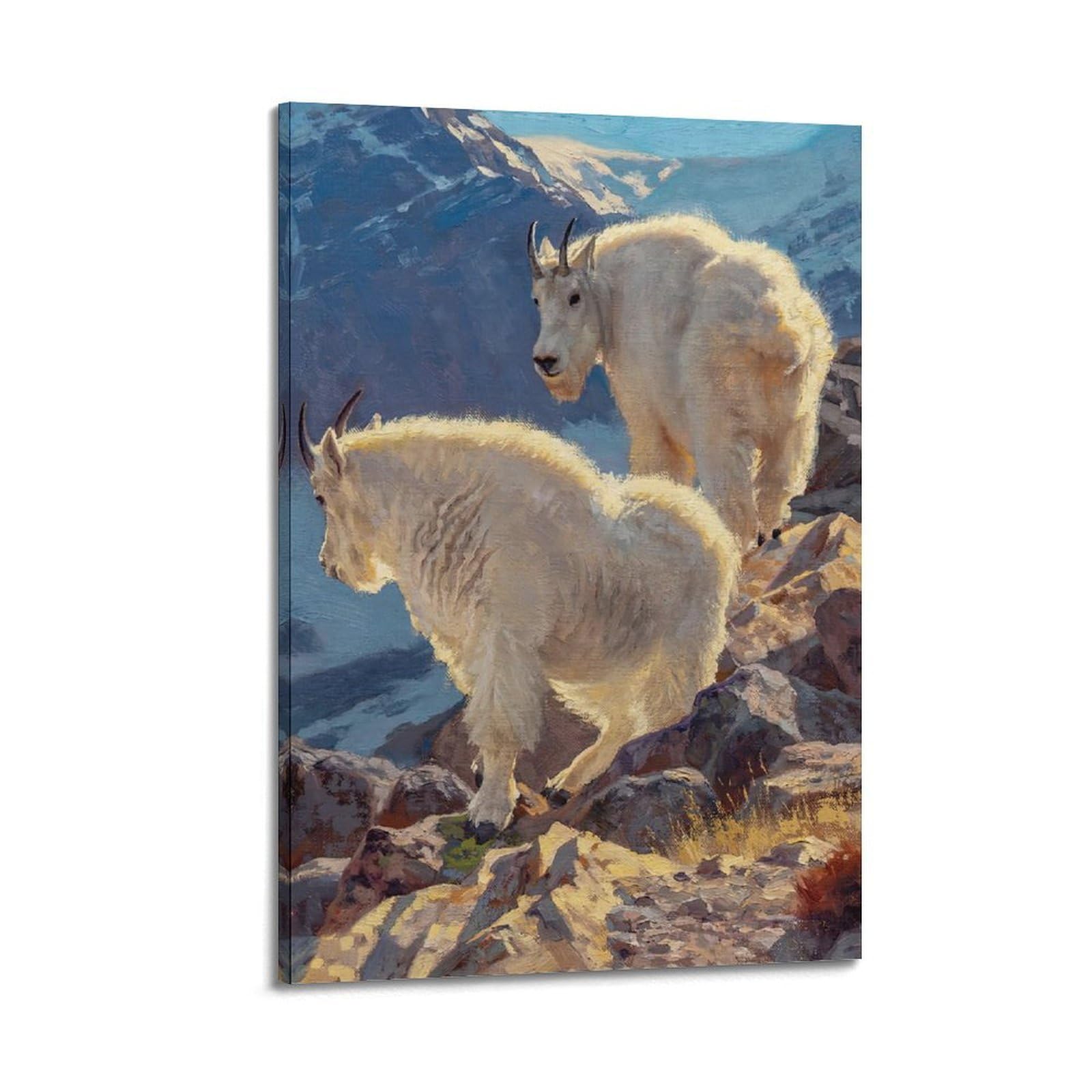 ZSZWHJ Animal Poster Goats on The Mountaintop Poster Decorative Painting Canvas Wall Posters And Art Picture Print Modern Family Bedroom Decor Posters 20x30inch(50x75cm)