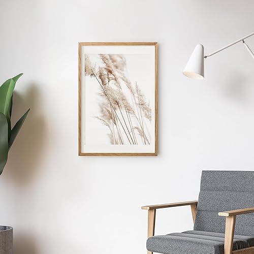 Miniatura 7 de Marco para póster de 18 x 24 pulgadas con paspartú de 16 x 20 pulgadas, marco de fotos de madera de roble macizo con vidrio templado, marco de fotos