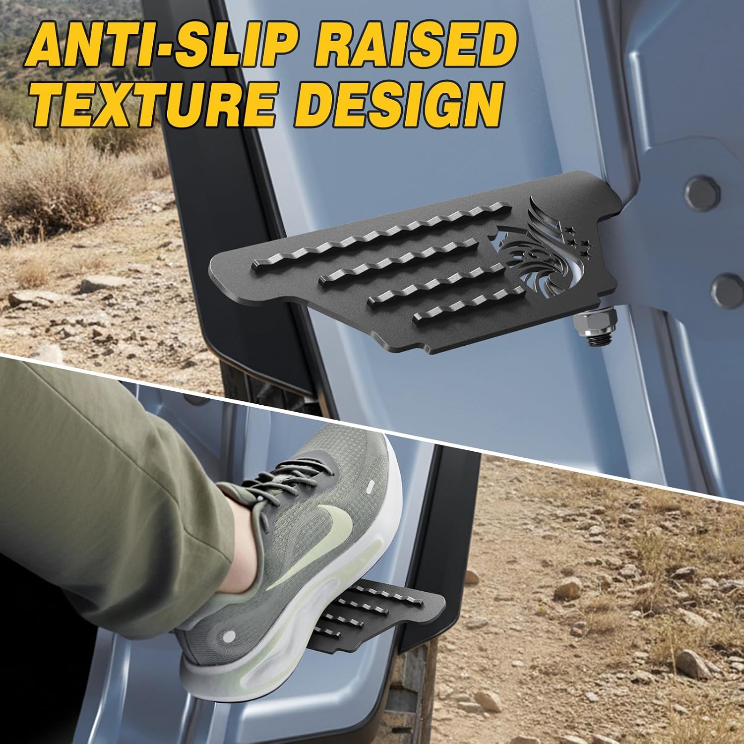 unionlux Fit for Jeep Foot Pegs Doors Off, Upgraded Heavy Duty Single Sided Anti-Slip Raised Texture 120° Foot Pegs fit for Jeep Wrangler Accessories&Jeep Gladiator Accessories 2007-2025