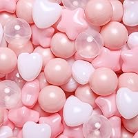 Vista 15 de Bolas de hoyo de TRENDPLAY en forma de estrella y corazón para niños pequeños - 50, 100, 200, 500 piezas de bolas de plástico para diversión y juego