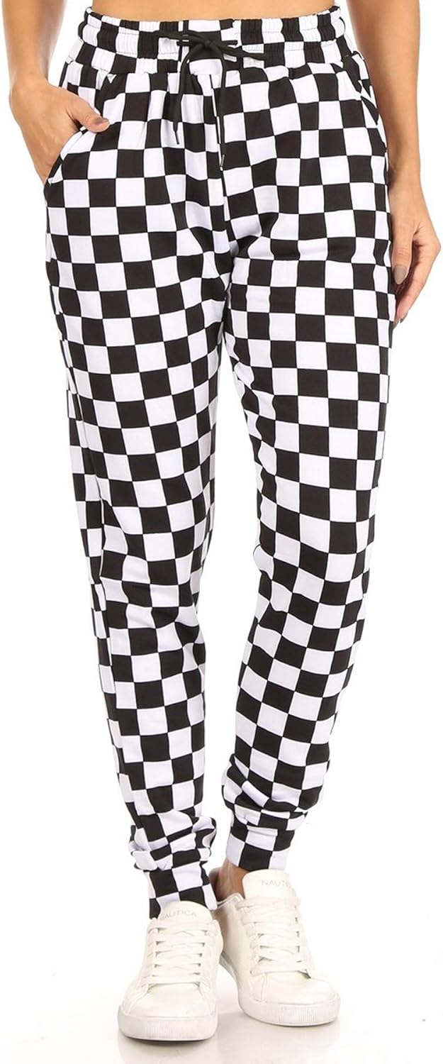 Cozy Fleece Lined Checkered Joggers w/Pockets XL