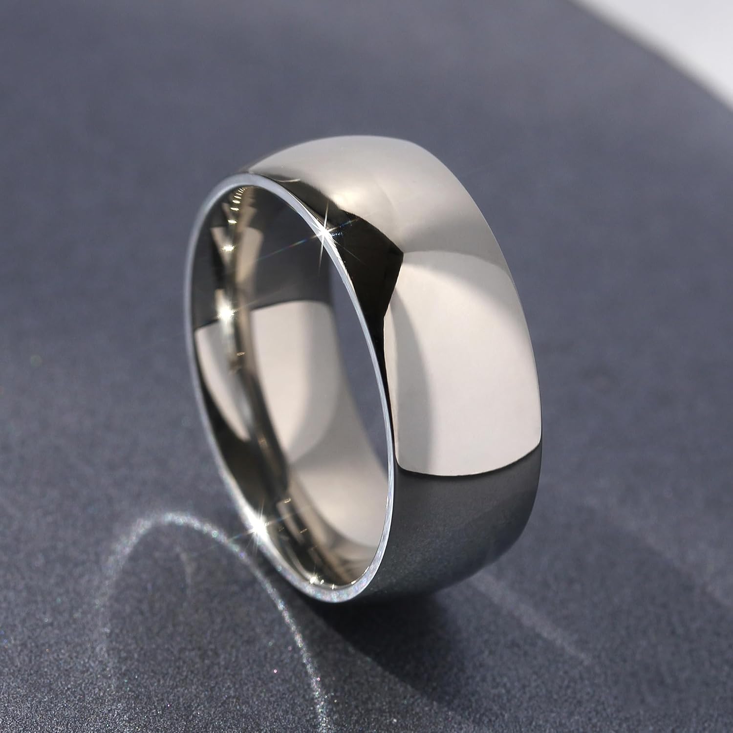 DoubleAccent 8MM Comfort Fit Stainless Steel Wedding Band Classic Domed Ring (Size 5 to 15)