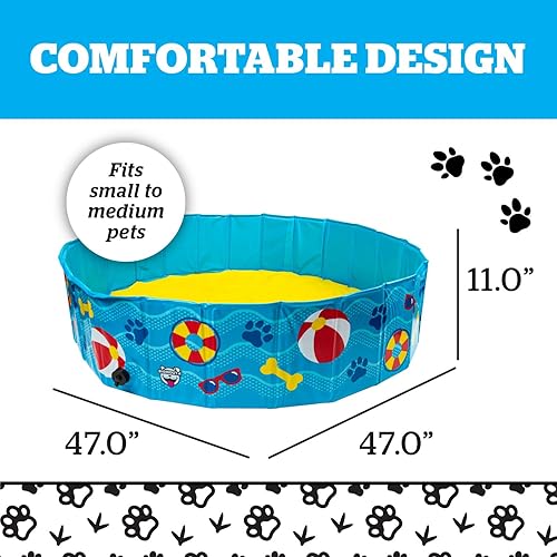 Miniatura 3 de BigMouth Inc. Piscina para perros con borde duro, no necesita inflado, fácil de plegar, se adapta a mascotas pequeñas a medianas, patrones y