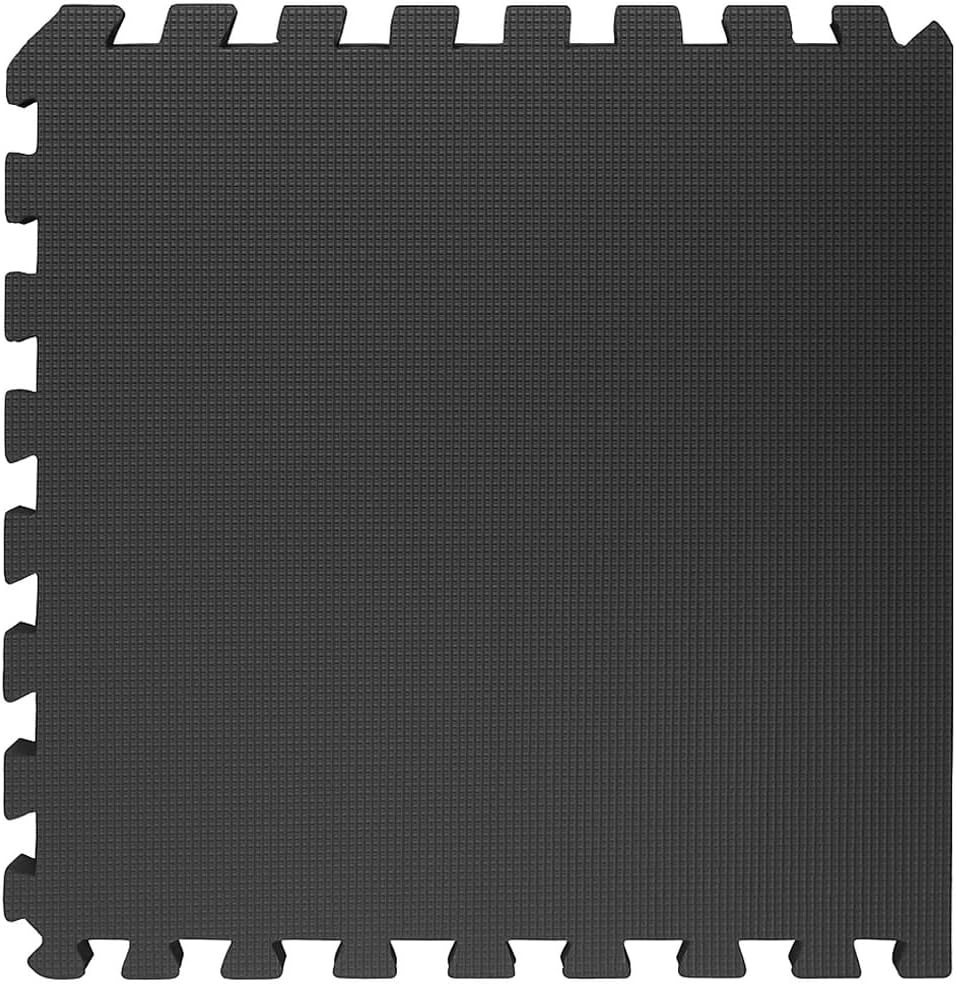 Interlocking EVA Foam Floor Mats 24"x24", 8-Piece Set, Shock-Absorbing, Non-Slip, Waterproof Exercise Tiles for Home Gym, Workout, Martial Arts & Playroom, Lightweight 4 Sq. Ft per Tile – Black
